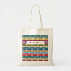Tote Bag Motif abstrait de Knit de Faux avec le nom