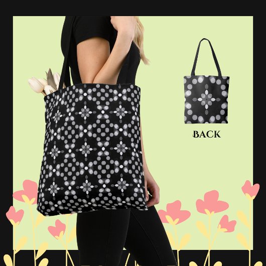 Tote Bag Motif Abstrait de points de livres monochromes