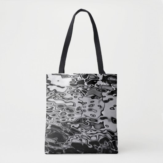 Tote Bag Motif Abstrait d'eau noire et blanche (Devant)