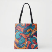 Tote Bag Motif abstrait dynamique avec des formes pivotante (Devant)