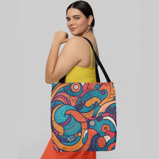 Tote Bag Motif abstrait dynamique avec des formes pivotante