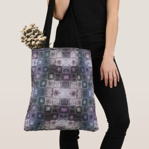 Tote Bag Motif Abstrait Géométrique avec Cubes en Fil de Fe