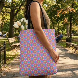Tote Bag Motif Abstrait Géométrique Psychédélique Vibrant