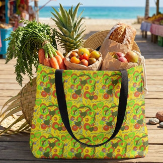 Tote Bag Motif abstrait gribouillé pop rétro de couleur vib