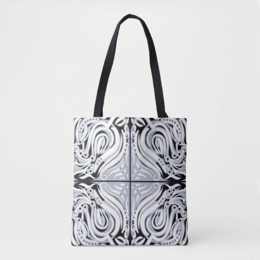 Tote Bag Motif Abstrait gris blanc gris (Devant)