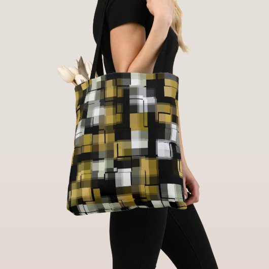 Tote Bag Motif Abstrait jaune noir (De près)