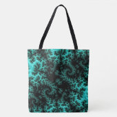 Tote Bag Motif Abstrait noir vert fractal (Devant)