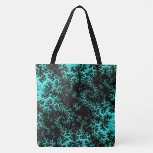 Tote Bag Motif Abstrait noir vert fractal