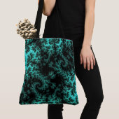 Tote Bag Motif Abstrait noir vert fractal (De près)