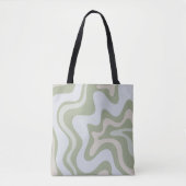 Tote Bag Motif Abstrait Retro Liquid Swirl à Sage Green (Devant)