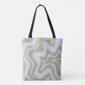 Tote Bag Motif Abstrait Retro Liquid Swirl à Sage Green (Dos)