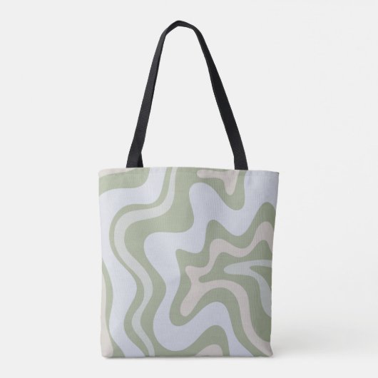 Tote Bag Motif Abstrait Retro Liquid Swirl à Sage Green (Dos)