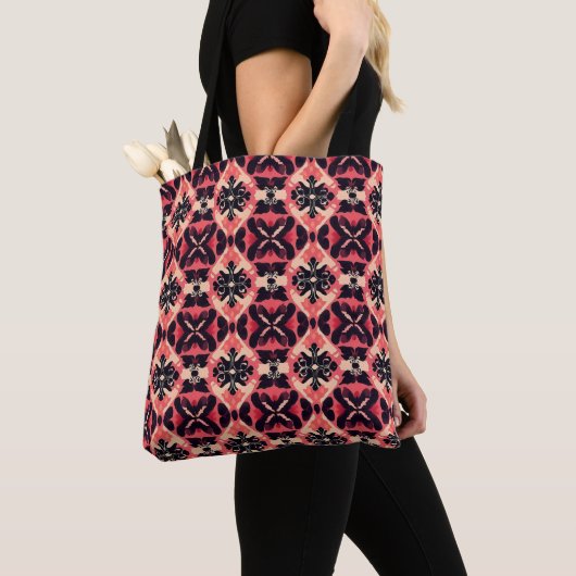 Tote Bag Motif Abstrait rose orange (De près)