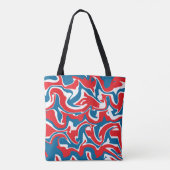 Tote Bag Motif abstrait rouge blanc et bleu (Dos)