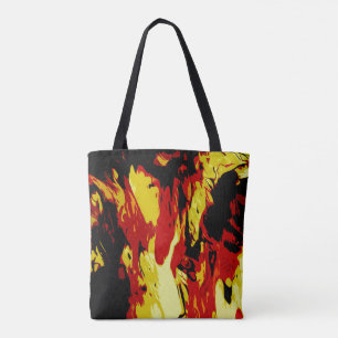 Tote Bag Motif Abstrait rouge jaune rouge de couleur vive
