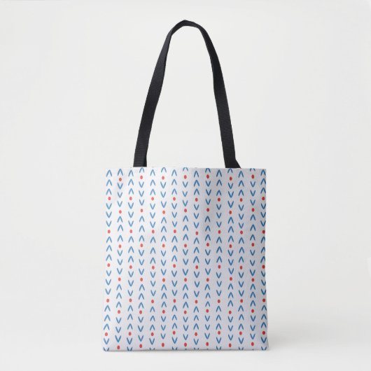 Tote Bag Motif Abstrait sans soudure en bleu et rouge sur c (Devant)
