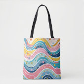 Tote Bag Motif Abstrait super Retro les années 70 Wavy (Devant)