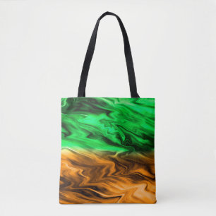 Tote Bag motif Abstrait tacheté en vert orange
