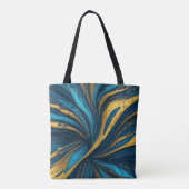 Tote Bag motif Abstrait tourbillonnant dans les tons bleus (Dos)