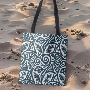 Tote Bag Motif Abstrait turquoise inspiré par les tribus