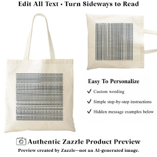Tote Bag Motif Alphabet Secret, Message Personnalisé Navy