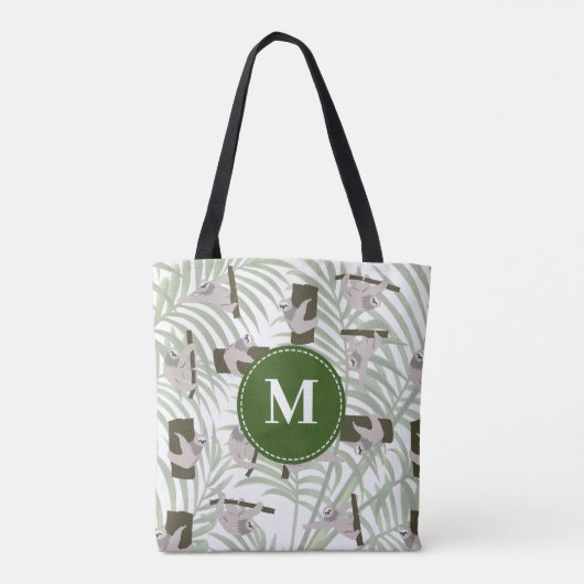 Tote Bag Motif animal mignon en forêt sauvage Monogramme (Dos)