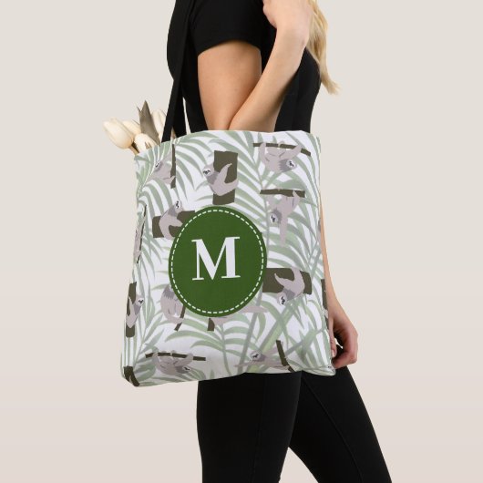 Tote Bag Motif animal mignon en forêt sauvage Monogramme (De près)