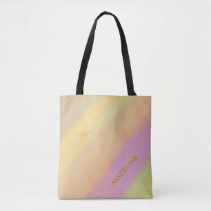Tote Bag Motif aquarelle de barbe à papa avec nom personnal