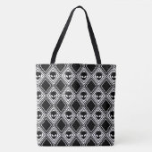 Tote Bag Motif Argyle Alien Noir et Blanc (Devant)