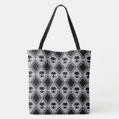 Tote Bag Motif Argyle Alien Noir et Blanc (Dos)