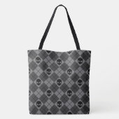 Tote Bag Motif Argyle Alien Noir et Gris (Dos)