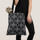 Tote Bag Motif Argyle Alien Noir et Gris (De près)