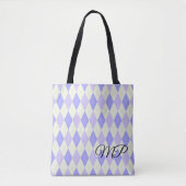Tote Bag Motif Argyle Vert Clair et Teintes de Violet (Devant)