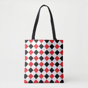 Tote Bag Motif Argyll noir et rouge    