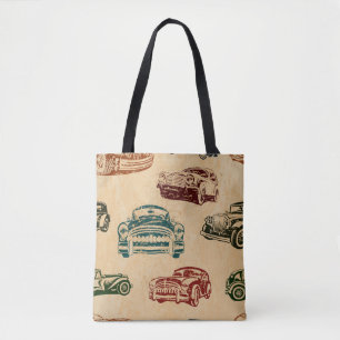 Tote Bag Motif Arrière - plan d'illustration de voiture Vin