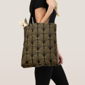 Tote Bag Motif Art déco. Simples grappes noir et or (De près)