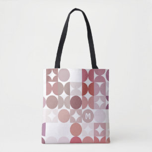 Tote Bag Motif artistique rétro personnalisé rose taupe mau