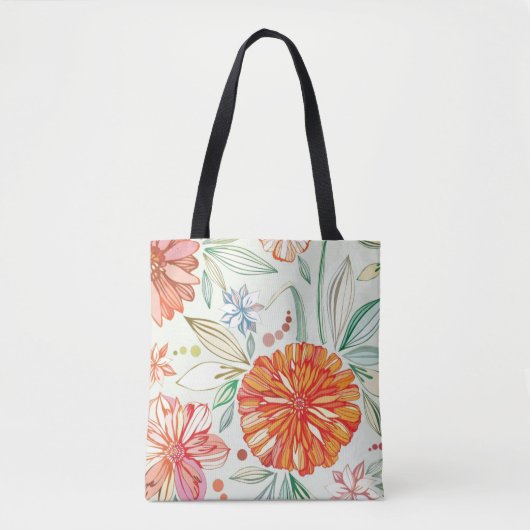 Tote Bag Motif avec des asters (Devant)