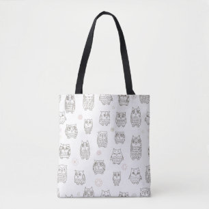 Tote Bag Motif avec des hiboux