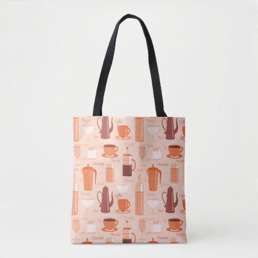 Tote Bag Motif avec les boissons et le texte (Devant)