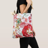 Tote Bag Motif avec les fleurs rouges (De près)