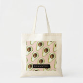 Tote Bag Motif Avocado Rose Et Vert Moderne Avec Nom (Devant)