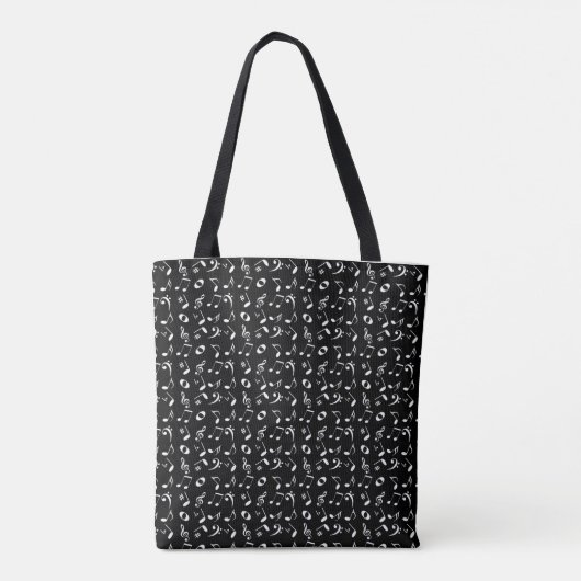 Tote Bag Motif Black and White Reversible Music Notes (Dos)