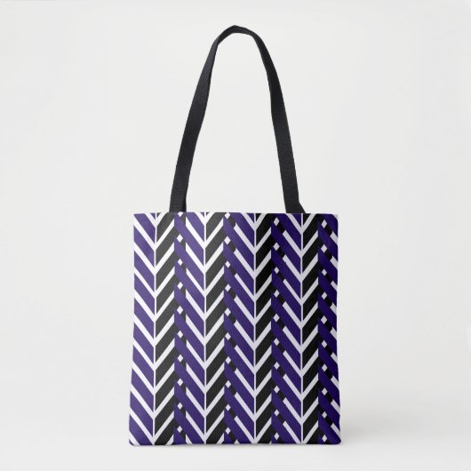 Tote Bag Motif blanc bleu Chevron (Devant)