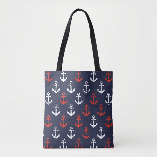Tote Bag Motif blanc et bleu rouge de marine (Devant)
