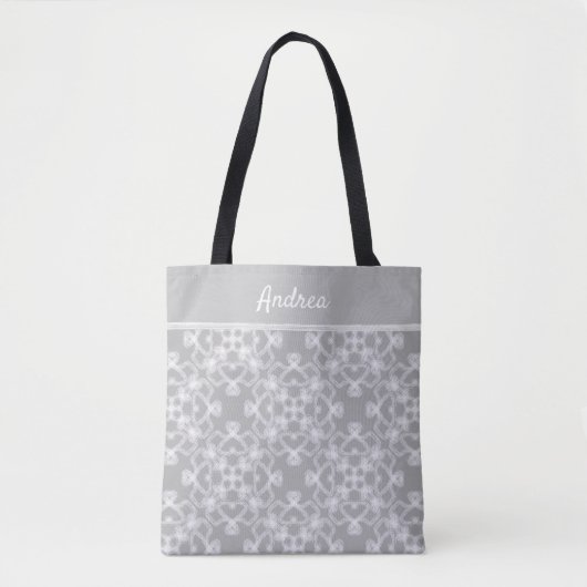 Tote Bag Motif blanc et gris personnalisé (Devant)