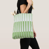 Tote Bag Motif blanc vert rayé (De près)