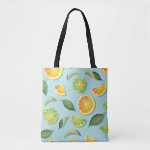 Tote Bag Motif bleu citron vintage