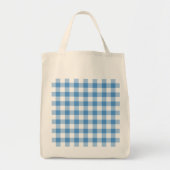 Tote Bag Motif bleu clair et blanc En vichy (Devant)