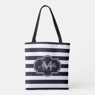 Tote Bag Motif bleu de rayures de marine